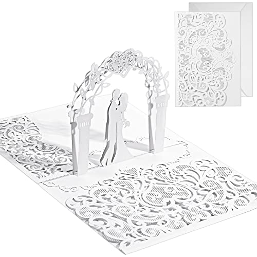 Pop Up Hochzeitskarte 3D Karte Brautpaar mit Romantischen Hochzeit Geschenkkarte mit Umschlag Glückwunschkarte für Paare Grußkarten für Braut Valentinstag Jubiläumskarte Geschenk (Weiß) von Faccito