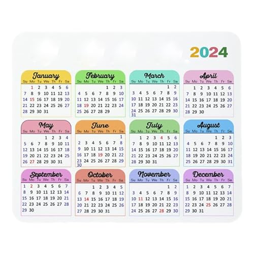 FaceYee Minimalistisches buntes Mauspad für 2024, inspirierende Inspiration, Dekoration, 240 x 200 x 4 mm, 2 Stück, Farbe: Kalender 2024, minimalistisch, bunt von FaceYee