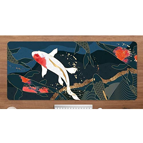 Koi Fisch Schreibtischunterlage Japanisches Mauspad Lotusblumen und Blätter Schreibtischunterlage Mauspad Computer Mauspad Schreibtischzubehör 900 x 400 x 4 mm Farbe: Koi Fisch von FaceYee