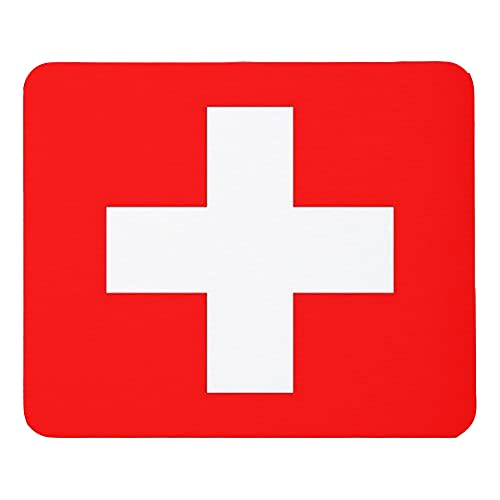 Mauspad mit Flagge der Schweiz, Mauspad für Laptop, Computer, rutschfeste Gummiunterseite, wasserdicht, Schwarz (240 x 200 x 4 mm), Farbe: Flagge der Schweiz von FaceYee