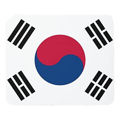 Mauspad mit Flagge von Südkorea, Mauspad für Laptop, Computer, rutschfeste Gummiunterseite, Schwarz (240 x 200 x 4 mm), Blau, Farbe: Flagge von Südkorea von FaceYee
