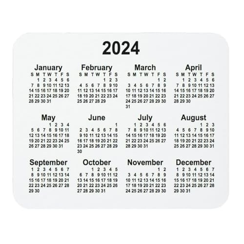 Mauspads 2024, weißer Kalender, Schreibtischzubehör, rechteckiges Mauspad, Geschenk für Neujahr, 240 x 200 x 4 mm, Farbe: 2024 weißer Kalender von FaceYee