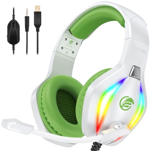 Fachixy 「2024 New」 FC100 Gaming Headset für PS4/PS5/PC/Xbox/Nintendo Switch, PS4 Kopfhörer mit Kabel und RGB Licht, Stereo Surround Kopfhörer mit Mikrofon, Noise Cancelling Gamer Headphones von Fachixy