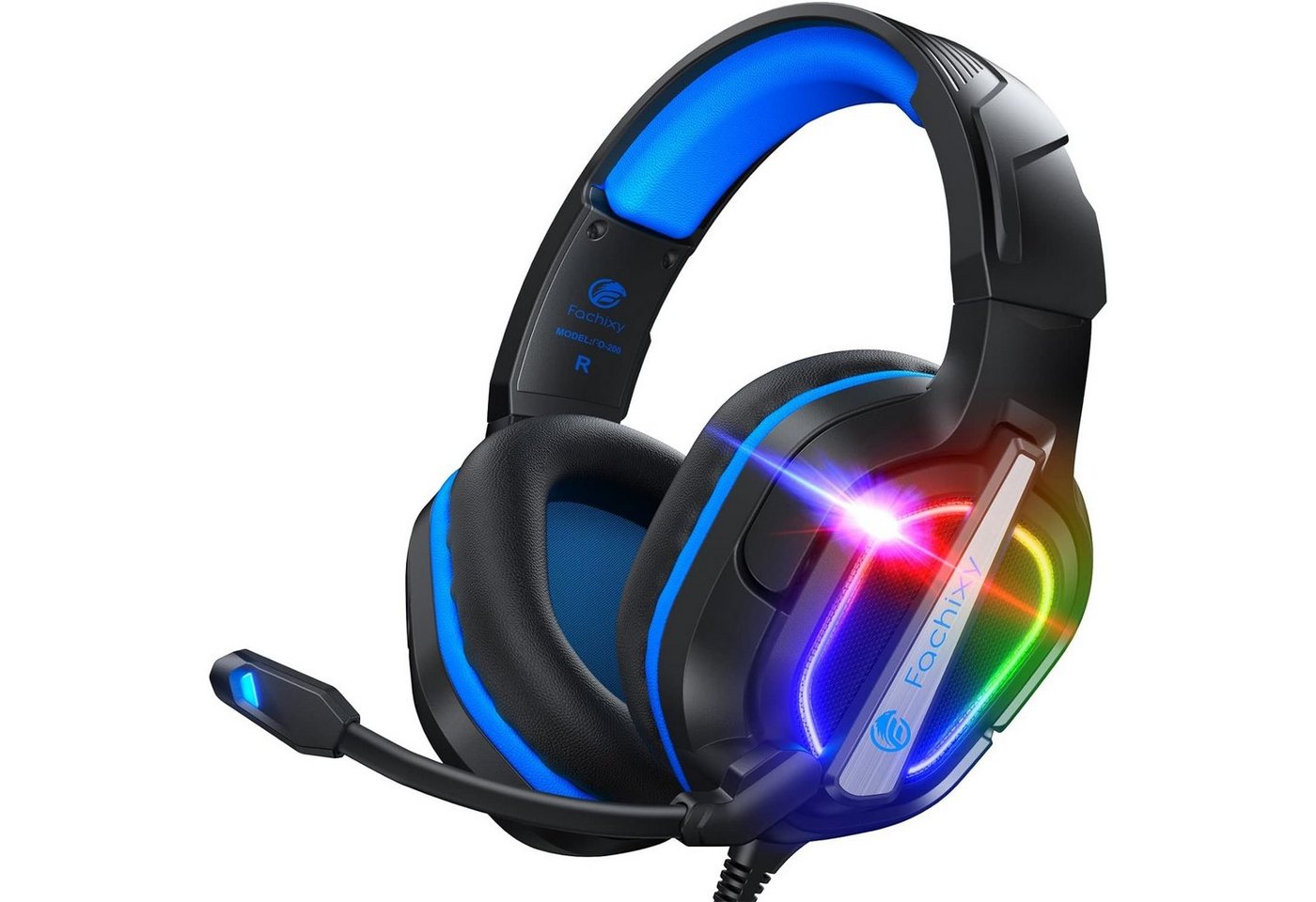 Fachixy Gaming-Headset (Einstellbares Mikrofon mit Rauschunterdrückung, mit Kabel, Kopfhörer mit Kabel und Stereo Surround mit Mikrofon Noise Cancelling) von Fachixy