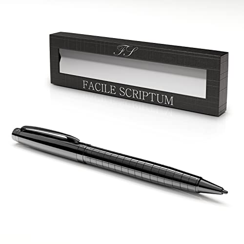 Facile Scriptum | Hochwertiger Premium Dreh-Kugelschreiber aus Metall | Modell Dark Graphene | Geschenk-Idee | Dunkles Silbergrau von Facile Scriptum