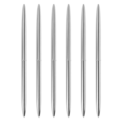 FackLOxc Langer Kugelschreiber, Drehmechanik, Metall-Kugelschreiber, 1,0 mm Spitze, reibungsloses Schreiben, Signierstift, Gastschild, 6 Stück von FackLOxc