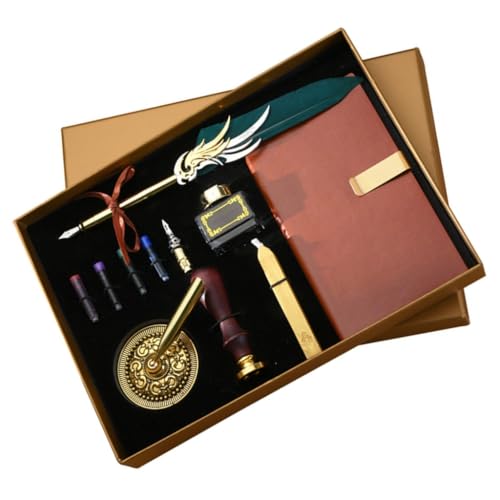 FackLOxc Vintage Dip Pen und Tinten Set mit Tinten, Leder Journal Notizbuch, Siegelstempel für Kunst Handschrift Scrapbooking FackLOxc Vintage Dip Pen und Tinten Set mit Tinten, Leder Journal Notizbuch, Siegelstempel für Kunst Handschrift Scrapbooking von FackLOxc