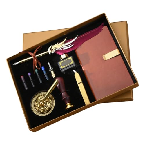 FackLOxc Vintage Dip Pen und Tinten Set mit Tinten, Leder Journal Notizbuch, Siegelstempel für Kunst Handschrift Scrapbooking FackLOxc Vintage Dip Pen und Tinten Set mit Tinten, Leder Journal Notizbuch, Siegelstempel für Kunst Handschrift Scrapbooking von FackLOxc