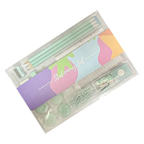 Kleine Heftklammern, Magnete, Pinnnadeln, Büroklammern, Cartoon-Notizbuch, Radiergummi, Bleistifte, Binder-Clips, Schulbedarf für Mädchen von FackLOxc