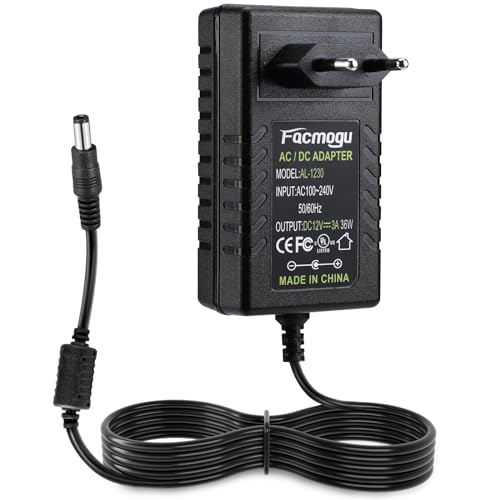 Facmogu 12V 3A Strom-Wandadapter, AC 100-240V zu DC 12V Euro Stecker Netzteil, 36W Transformator Adapter mit 5.5mm x 2.5mm & 2.1mm Ausgangsbuchse für LED Light Strip, Monitore, Amp, DVD TVs Facmogu 12V 3A Strom-Wandadapter, AC 100-240V zu DC 12V Euro Stecker Netzteil, 36W Transformator Adapter mit 5.5mm x 2.5mm & 2.1mm Ausgangsbuchse für LED Light Strip, Monitore, Amp, DVD TVs von Facmogu
