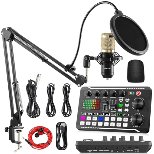 Facmogu Podcast Equipment Bundle, F998 Live Sound Card mit BM800 Recording Studio Microphone, Professionelle Live Sound Card mit Dj Mixer Effekten & Voice Changer für Live Streaming Gaming YouTube Facmogu Podcast Equipment Bundle, F998 Live Sound Card mit BM800 Recording Studio Microphone, Professionelle Live Sound Card mit Dj Mixer Effekten & Voice Changer für Live Streaming Gaming YouTube von Facmogu