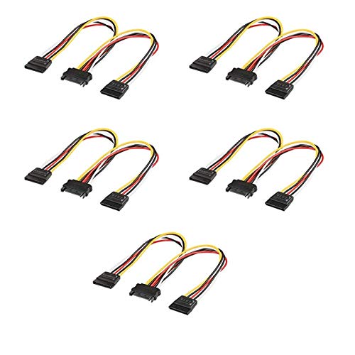 Faconet® 5er Set SATA Y Stromkabel SATA Stecker an 2x SATA Buchse, HDD SSD Kabel 2.5 3.5 von Faconet