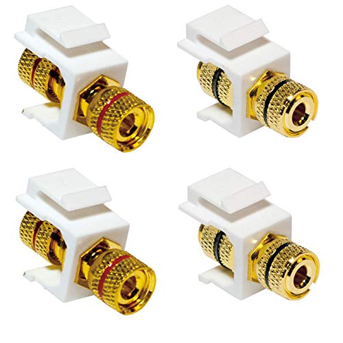 Faconet® Set mit 2x Keystone Jack Modul Audiokabel Lautsprecherkabel Polklemme > Gewindebuchse (1x Markierung rot, 1x Markierung schwarz) für Lautsprecher Verkabelung (2 Set) von Faconet