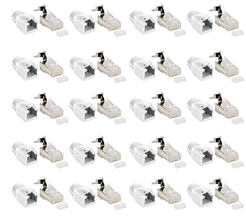 Faconet 20er Pack RJ45 Netzwerkstecker CAT 7A CAT 6A CAT7 Weiß bis10 Gigabit Crimp Stecker Modular Steckverbinder Knickschutz Hülle Verlegekabel Netzwerk LAN cat7 cat8.1 AWG23 Einführhilfe Faconet 20er Pack RJ45 Netzwerkstecker CAT 7A CAT 6A CAT7 Weiß bis10 Gigabit Crimp Stecker Modular Steckverbinder Knickschutz Hülle Verlegekabel Netzwerk LAN cat7 cat8.1 AWG23 Einführhilfe von Faconet