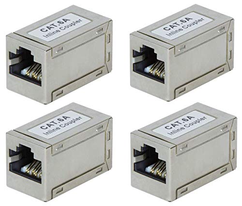 Faconet 4 Stück CAT 6A LAN Kupplung RJ45 Verbinder Adapter POE Patchkabel Verlängerung LAN Kabel CAT7 geschirmt schlanke kleine Version 10 Gigabit von Faconet