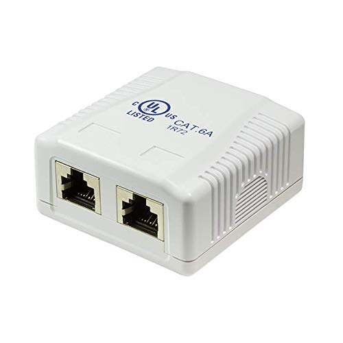 Faconet CAT 6A Anschlussdose Aufputzbox 2X RJ45 STP Netzwerkdose Aufputz geschirmt 10 Gigabit 500Mhz Universal AWG 22-26 cat7 von Faconet