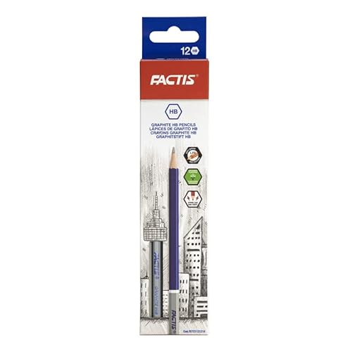 FACTIS Box mit 12 Graphitstiften, HB, sechseckig von Factis