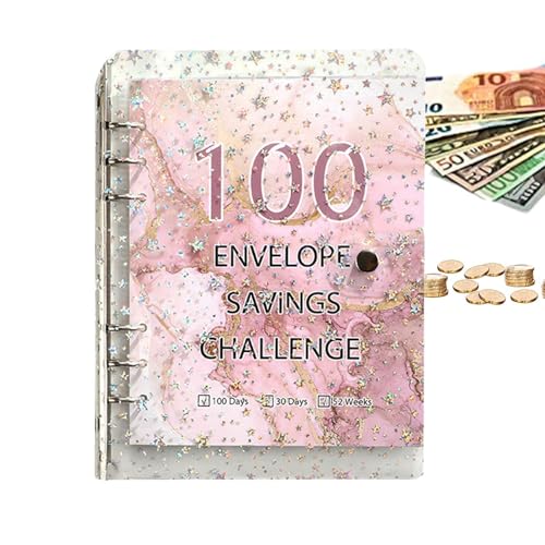 100 Umschläge Geldspar-Herausforderung, Spar-Herausforderungsbuch mit Umschlägen - Sparbuch-Umschlag | Geldsparender Ordner zum Planen und Sparen von 5050 $ von Facynde