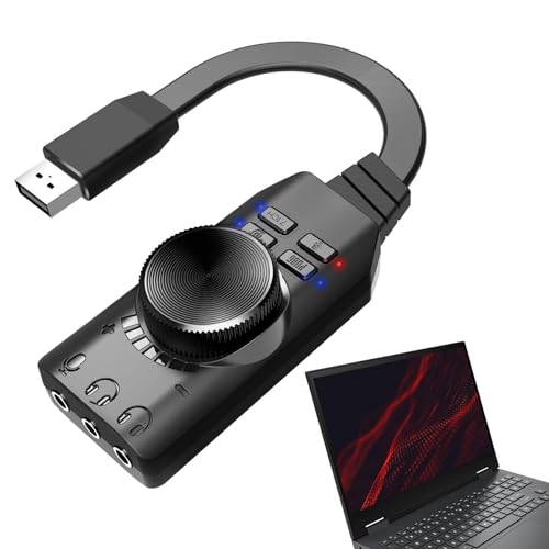 Facynde USB-zu-Audio-Buchse - Virtueller 7.1-Surround-Sound-USB-Kopfhöreradapter mit Lautstärkeregelung | Treiberfreie Soundkarte, tragbares USB-Audio-Interface für League of Legend, Headset, von Facynde