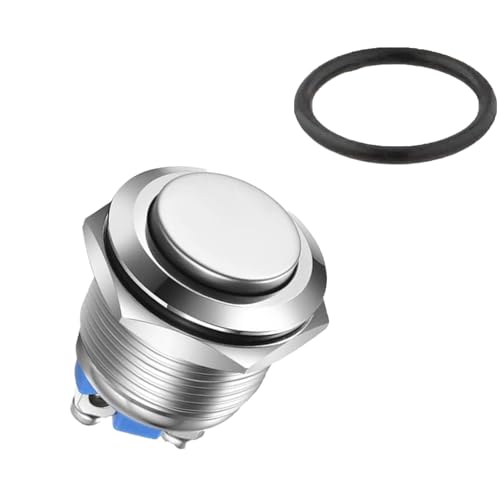 16 mm Runder Startknopf, Drucktaster Klingeltaster, IP67 Wasserdicht Druckschalter, 250V 220V AC 12V 24V 36V DC 3A Auto Appliance Taste Schalter SPST-Schraubklemme von Fadbudss
