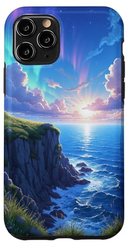 Aurora Ocean Cliff Sonnenuntergang mit Sternen Hülle für iPhone 11 Pro von Fade Aura