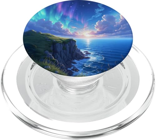 Aurora Ocean Cliff Sonnenuntergang mit Sternen PopSockets PopGrip für MagSafe von Fade Aura