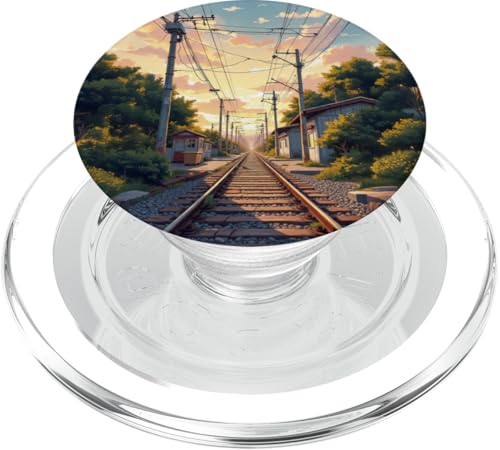 Bahngleise bei Sonnenuntergang durch das ruhige Stadtbild PopSockets PopGrip für MagSafe Bahngleise bei Sonnenuntergang durch das ruhige Stadtbild PopSockets PopGrip für MagSafe von Fade Aura