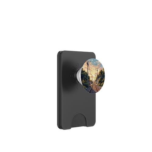 Bahngleise bei Sonnenuntergang durch das ruhige Stadtbild PopSockets PopWallet für MagSafe Bahngleise bei Sonnenuntergang durch das ruhige Stadtbild PopSockets PopWallet für MagSafe von Fade Aura