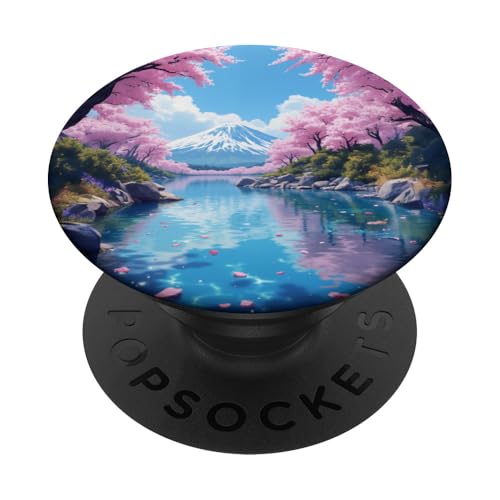 Blick auf den Berg Fuji Sakura mit Kirschblütensee PopSockets Klebender PopGrip von Fade Aura