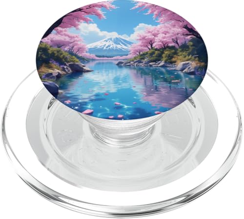 Blick auf den Berg Fuji Sakura mit Kirschblütensee PopSockets PopGrip für MagSafe Blick auf den Berg Fuji Sakura mit Kirschblütensee PopSockets PopGrip für MagSafe von Fade Aura