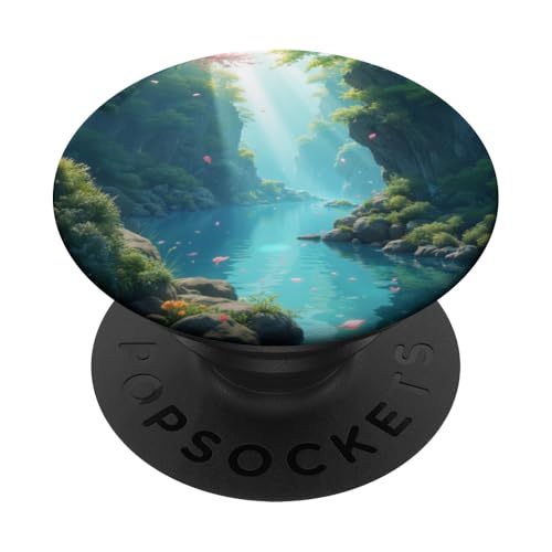 Blütenblattgefüllter Bergbach unter weichem Sonnenlicht PopSockets Klebender PopGrip von Fade Aura