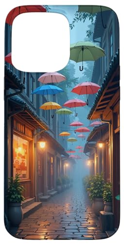 Bunte Regenschirme über der regnerischen Gasse bei Dämmerung Hülle für iPhone 15 Pro Max Bunte Regenschirme über der regnerischen Gasse bei Dämmerung Hülle für iPhone 15 Pro Max von Fade Aura