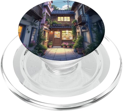 Charmante Gasse mit gemütlichem Laden und Blumen PopSockets PopGrip für MagSafe Charmante Gasse mit gemütlichem Laden und Blumen PopSockets PopGrip für MagSafe von Fade Aura