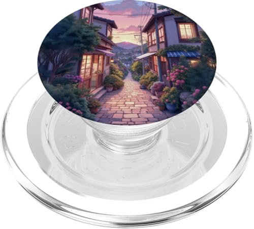Charmante Sonnenuntergangsgasse mit Blumenläden PopSockets PopGrip für MagSafe Charmante Sonnenuntergangsgasse mit Blumenläden PopSockets PopGrip für MagSafe von Fade Aura