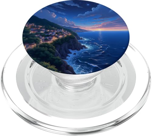 Dämmerung über dem Küstendorf und den Meereswellen PopSockets PopGrip für MagSafe Dämmerung über dem Küstendorf und den Meereswellen PopSockets PopGrip für MagSafe von Fade Aura