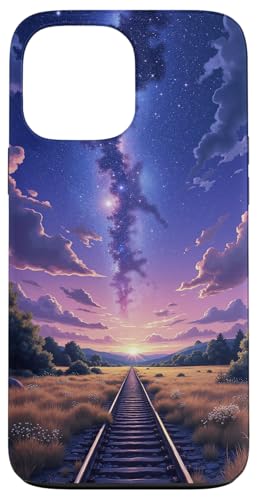 Eisenbahn zum Sternenhimmel über Sunset Fields Hülle für iPhone 13 Pro Max von Fade Aura