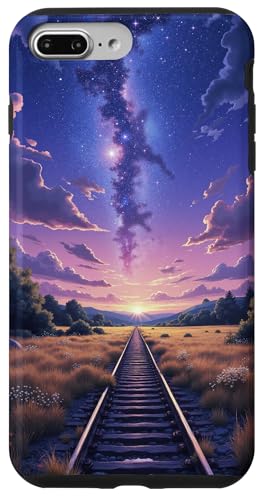 Eisenbahn zum Sternenhimmel über Sunset Fields Hülle für iPhone 7 Plus/8 Plus von Fade Aura