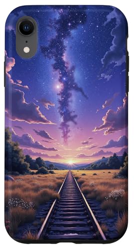Eisenbahn zum Sternenhimmel über Sunset Fields Hülle für iPhone XR von Fade Aura