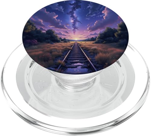 Eisenbahn zum Sternenhimmel über Sunset Fields PopSockets PopGrip für MagSafe von Fade Aura