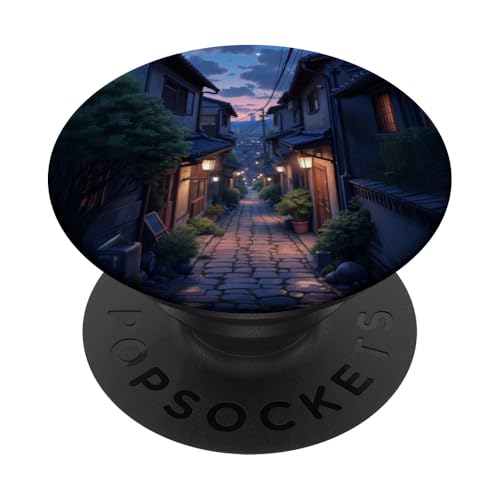 Gemütliche Laternenbeleuchtete Gasse bei Dämmerung PopSockets Klebender PopGrip Gemütliche Laternenbeleuchtete Gasse bei Dämmerung PopSockets Klebender PopGrip von Fade Aura
