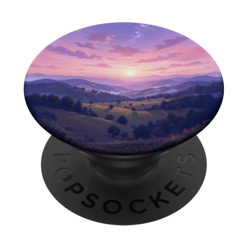 Golden Hills Sonnenuntergang Traumlandschaftskunst PopSockets Klebender PopGrip von Fade Aura
