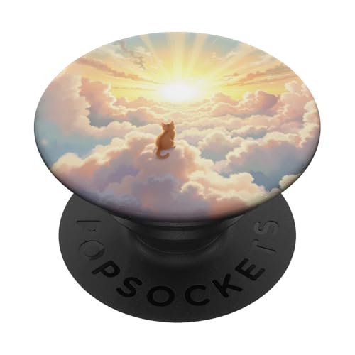 Katze beobachtet Sonnenaufgang über den Wolken PopSockets Klebender PopGrip von Fade Aura