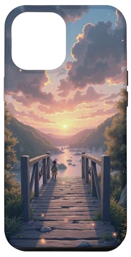 Kind auf Brücke bei Sonnenuntergang am Fluss Hülle für iPhone 12 Pro Max von Fade Aura
