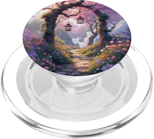 Kirschblütenweg mit hängenden Laternen PopSockets PopGrip für MagSafe Kirschblütenweg mit hängenden Laternen PopSockets PopGrip für MagSafe von Fade Aura