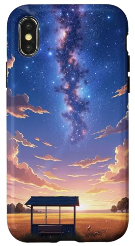 Milchstraße über Sonnenuntergang Feld und Bushaltestelle Hülle für iPhone X/XS Milchstraße über Sonnenuntergang Feld und Bushaltestelle Hülle für iPhone X/XS von Fade Aura