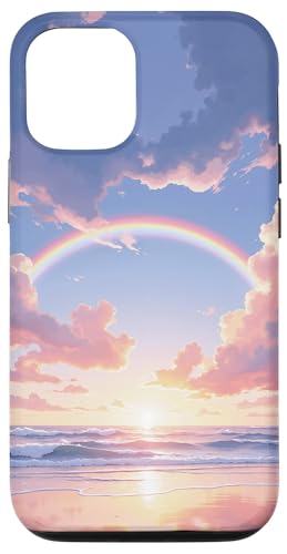 Regenbogen über dem Meer, Sonnenaufgang, Traumhafte Küstenszene Hülle für iPhone 12/12 Pro von Fade Aura