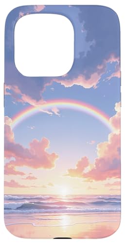 Regenbogen über dem Meer, Sonnenaufgang, Traumhafte Küstenszene Hülle für iPhone 15 Pro von Fade Aura