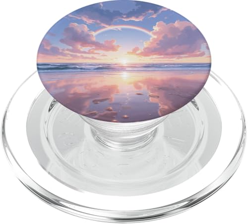 Regenbogen über dem Meer, Sonnenaufgang, Traumhafte Küstenszene PopSockets PopGrip für MagSafe von Fade Aura
