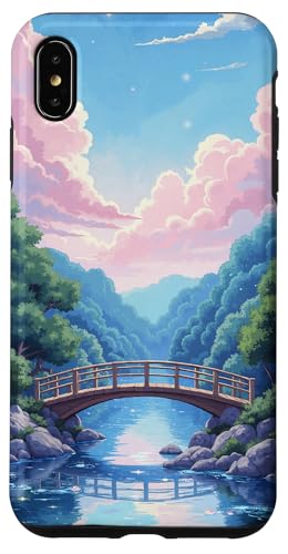 Ruhige Brücke über Wasser und rosa Wolkenhimmel Hülle für iPhone XS Max von Fade Aura