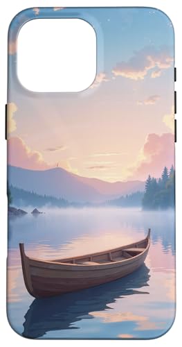 Ruhiges Boot auf dem Nebelsee bei Sunrise Art Hülle für iPhone 16 Pro Max von Fade Aura